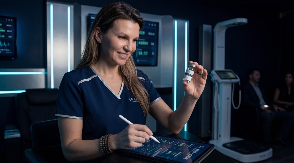 Conceptual illustration showing human cells regenerating and hydrating through IV infusion therapy